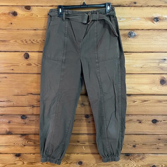 Pistola Green Asymmetrical Chino Joggers Belted pants Size 28 - Picture 1 of 6